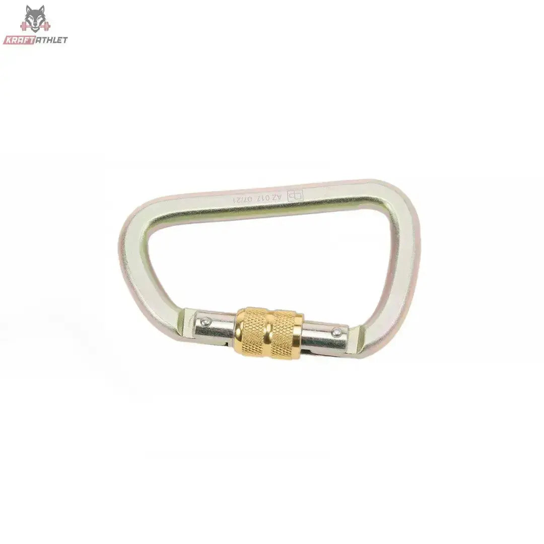 tiguar Großkarabiner Aerial-Karabiner in Silber mit goldfarbener Schraubverriegelung, Seitenansicht