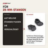 Frage und Antwort zu tiguar Hantelverschlüsse 28 mm V2: Auf welche Stangen passen die Verschlüsse?