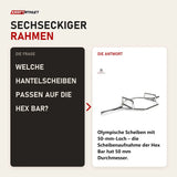Frage und Antwort zu tiguar Hex Bar Trap-Bar-Langhantel: Welche Hantelscheiben passen auf die Hex Bar?