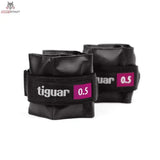 tiguar Knöchelgewichte 2 kg (Paar), Variante 0,5 kg mit pinkfarbenen Etiketten, Schrägansicht beider Gewichte