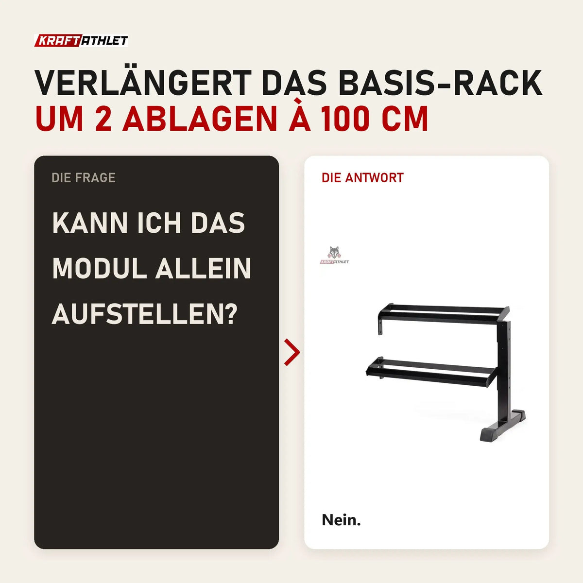 Frage und Antwort zu tiguar Kurzhantel-Rack Modul ohne Caps, 2 Ebenen: Kann ich das Modul allein aufstellen?