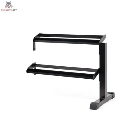 tiguar Kurzhantel-Rack Modul ohne Caps, 2 Ebenen, Schrägansicht des schwarzen Gestells