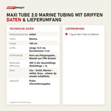 Technische Daten und Lieferumfang von tiguar Maxi Tube 2.0 Marine Tubing mit Griffen als Tabelle