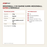 Technische Daten und Merkmale von tiguar Medizinball 2 kg Marine Gummi-Medizinball als Tabelle