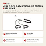 tiguar Mega Tube 2.0 Grau Tubing mit Griffen mit 4 Merkmalen: Widerstand schwer, 180 cm lang, Schutzstreifen, Griffe mit TPR-Mantel