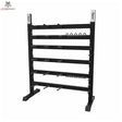 tiguar Modulares Powergym-Rack 22/24 in Frontansicht mit sechs Ablageebenen und Haken, schwarz