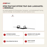 tiguar Open Trap Bar offene Trap-Bar-Langhantel mit 4 Merkmalen: Offener Rahmen, Wenden statt Abladen, Belastbar bis 550 kg, Griff Ø 28 mm