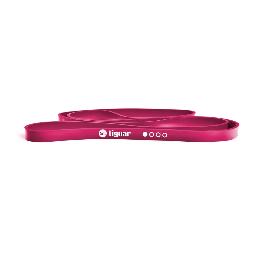 tiguar Power Band GT I Widerstandsband Lila, flach liegend als geschlossene Schlaufe mit Logo-Aufdruck