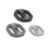 tiguar Powergym Fitness-Langhantel-Set v2: drei Hantelscheiben in 5, 2,5 und 1,25 kg