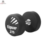 tiguar PU Kurzhantel 22,5 kg, Variante 27,5 kg, Schrägansicht mit Gewichtsangabe auf der Scheibe