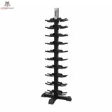 tiguar PU Kurzhantel-Rack 1–10 kg – Frontansicht des leeren schwarzen Ständers mit Ablagearmen