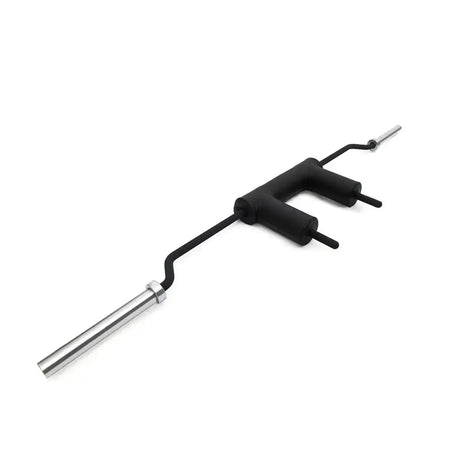 tiguar Safety Squat Bar Kniebeugenstange: Stange mit gepolstertem Nackenbügel und zwei Griffen, Schrägansicht