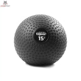 tiguar Slam Ball 15 kg für Bodenwürfe in Frontansicht, schwarzer Ball mit Noppenstruktur und Gewichtsaufdruck 15