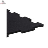 tiguar SLICE Puzzle Bodenplatte 98 × 98 × 1 cm Gummiboden, Detail der Puzzle-Kante in der Seitenansicht