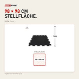 Maßbild tiguar SLICE Puzzle Bodenplatte 98 × 98 × 1 cm Gummiboden: Stellfläche 98 × 98 cm, Höhe 1 cm