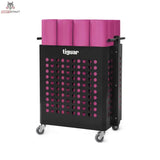 tiguar Smart Line Aufbewahrungswagen fahrbar, schwarzer Lochblechwagen mit pinken Matten und Rollen