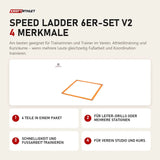 tiguar Speed Ladder 6er-Set V2 mit 4 Merkmalen: 6 Teile in einem Paket, Für Leiter-Drills oder mehrere Stationen, Schnelligkeit und Fußarbeit trainieren, Für Verein Studio und Kurs