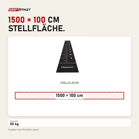 Maßbild tiguar Sprint Track 4RACE 15 × 1 m schwarz: Stellfläche 1500 × 100 cm