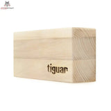 tiguar Yoga Block Holz, Seitenansicht eines einzelnen Blocks mit eingebranntem Logo