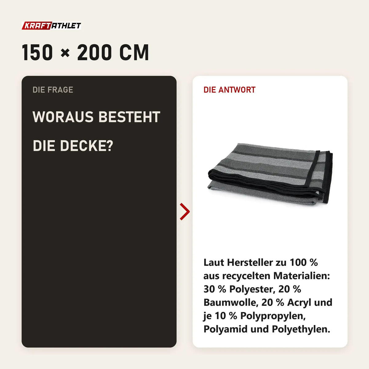 Frage und Antwort zu tiguar Yoga Decke V2 Kantenband Yogadecke: Woraus besteht die Decke?