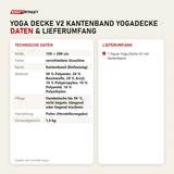 Technische Daten und Lieferumfang von tiguar Yoga Decke V2 Kantenband Yogadecke als Tabelle
