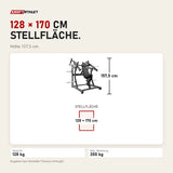 Maßbild Titanium Strength Black Series IsoLateral Super Incline Chest Press: Stellfläche 128 × 170 cm, Höhe 157,5 cm
