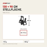 Maßbild Titanium Strength Elite Series Beinbeuger sitzend: Stellfläche 130 × 98 cm, Höhe 155 cm