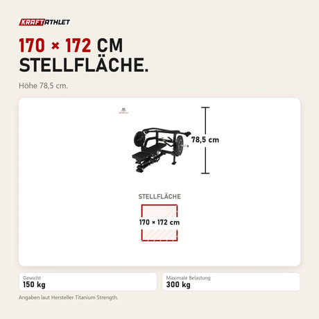 Maßbild Titanium Strength Elite Series Crossover Multipress: Stellfläche 170 × 172 cm, Höhe 78,5 cm