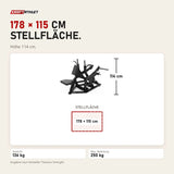 Maßbild Titanium Strength Elite Series Multi-Grip IsoLateral Rudergerät: Stellfläche 178 × 115 cm, Höhe 114 cm