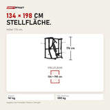 Maßbild Titanium Strength Elite Series Wide Chest Press: Stellfläche 134 × 198 cm, Höhe 176 cm
