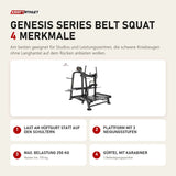 Titanium Strength Genesis Series Belt Squat mit 4 Merkmalen: Last am Hüftgurt statt auf den Schultern, Plattform mit 3 Neigungsstufen, Max. Belastung 250 kg, Gürtel mit Karabiner