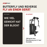 Frage und Antwort zu Titanium Strength Genesis Series Pec Fly & Rear Delt: Wie viel Gewicht hat der Block?