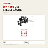 Maßbild Titanium Strength Hip Thrust Max Elite Series: Stellfläche 147 × 160 cm, Höhe 86 cm