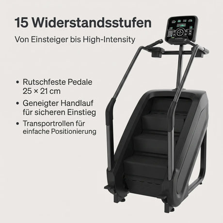 Titanium Strength ProClimber Stair Climber, Grafik zu Widerstandsstufen, rutschfesten Pedalen und Handlauf