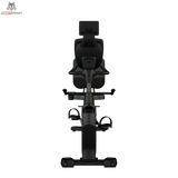 Titanium Strength RB2000 Liegeergometer Pro Series: Ansicht von hinten auf Rückenlehne und Konsole