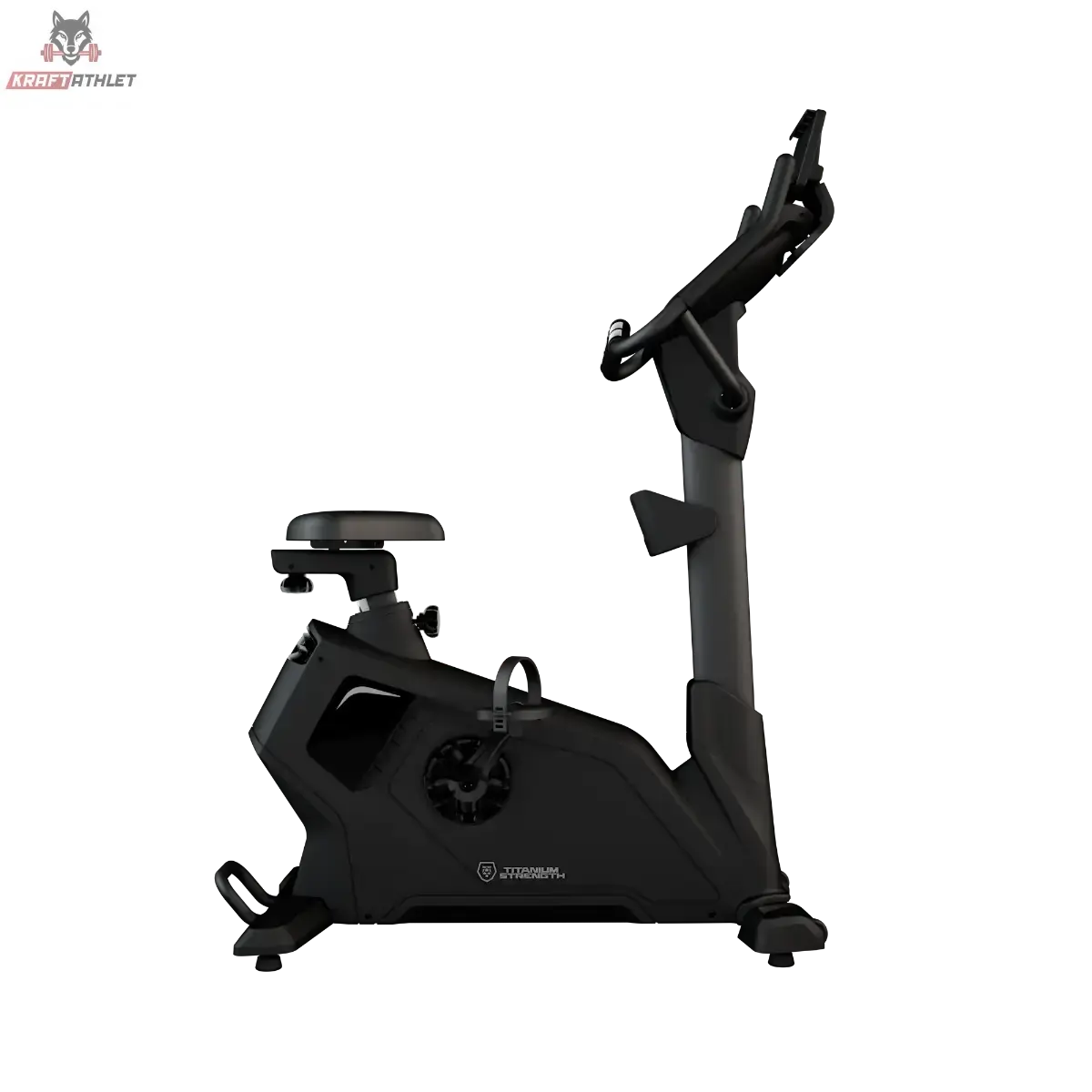 Titanium Strength ST2000T Ergometer mit Touchscreen: Schrägansicht von rechts mit Lenker und Pedalen