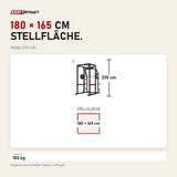 Maßbild Titanium Strength X Line HD Heavy Duty Power Rack RH90: Stellfläche 180 × 165 cm, Höhe 235 cm