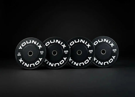 Younix Bumper Bundle 140 kg Langhantel-Set in der Variante 70 kg, Bumper Plates in Frontansicht