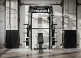 Younix Cable Rack Bundle Kabelzug-Komplettpaket, in einem Loft mit Betonwänden und seitlichem Licht