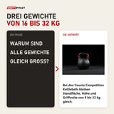 Frage und Antwort zu Younix Competition Kettlebell Set Advance: Warum sind alle Gewichte gleich groß?