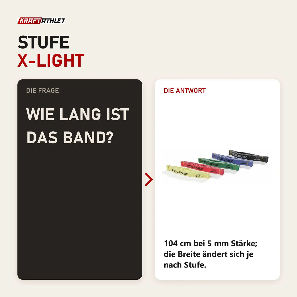 Frage und Antwort zu Younix Fabric Elastic Band X-Light Widerstandsband: Wie lang ist das Band?