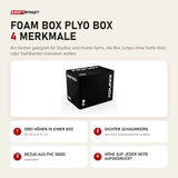 Younix Foam Box Plyo Box mit 4 Merkmalen: Drei Höhen in einer Box, Dichter Schaumkern, Bezug aus PVC 1000D, Höhe auf jeder Seite aufgedruckt