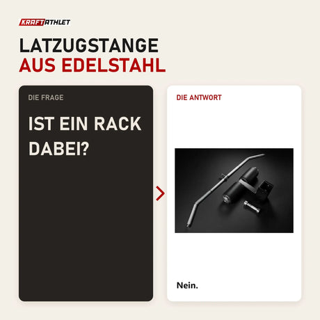 Frage und Antwort zu Younix Lat-Maschinen-Kit mit Latzugstange und Kniefixierung: Ist ein Rack dabei?