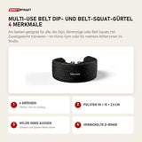 Younix Multi-Use Belt Dip- und Belt-Squat-Gürtel mit 4 Merkmalen: 6 Größen, Polster 90 × 15 × 2,5 cm, Nylon 1000D außen, Vernickelte D-Ringe