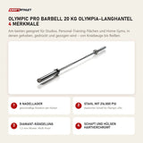Younix Olympic Pro Barbell 20 kg Olympia-Langhantel mit 4 Merkmalen: 8 Nadellager, Stahl mit 216.000 PSI, Diamant-Rändelung, Schaft und Hülsen hartverchromt