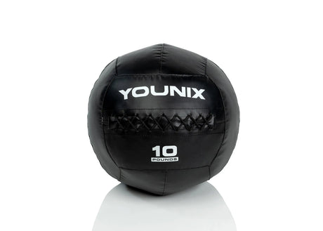 Younix Performance Med Ball 20 lb Medizinball, freigestellte Frontansicht in Schwarz mit weißem Logo