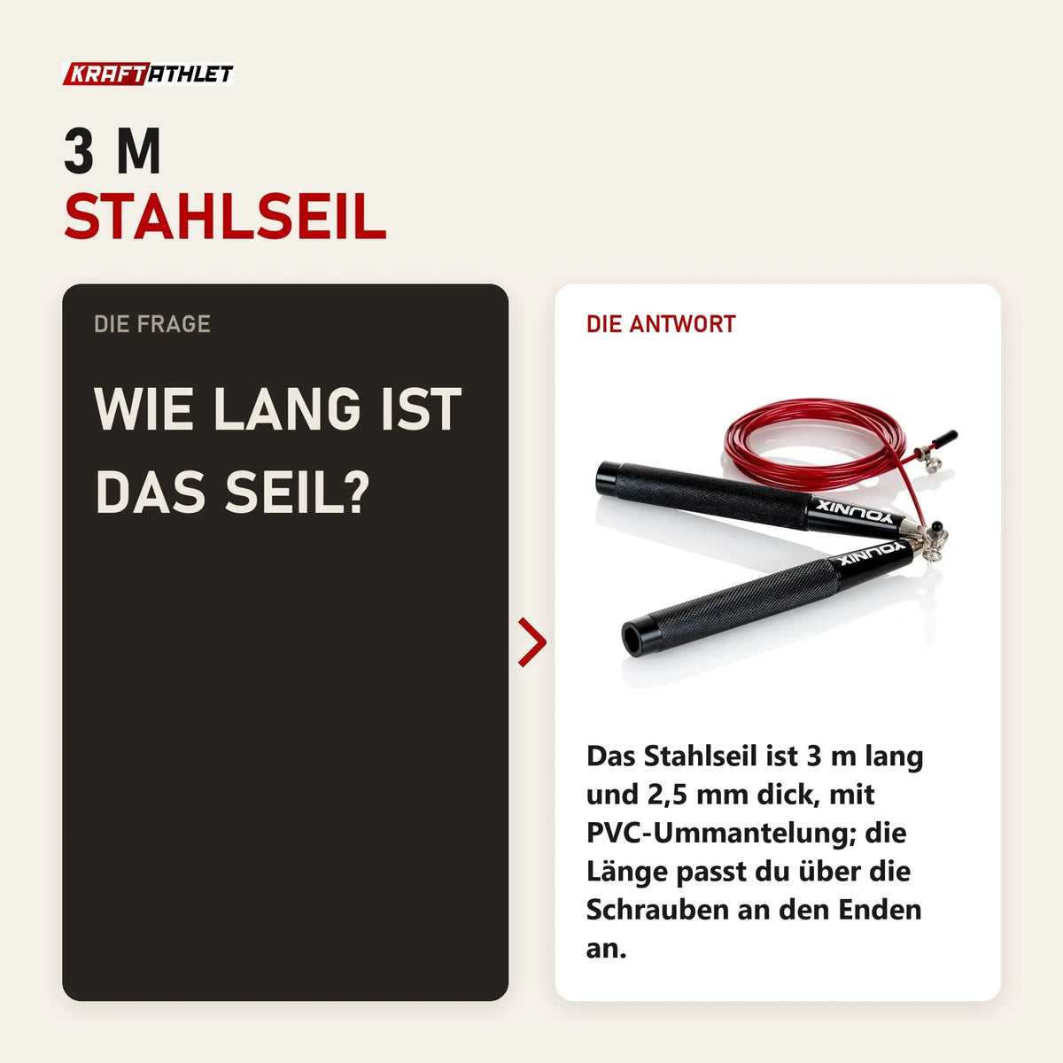 Frage und Antwort zu Younix Skill Rope Springseil: Wie lang ist das Seil?