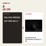 Frage und Antwort zu Younix Stability Ball Pro 65 Gymnastikball: Welche Größe hat der Ball?