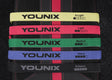 Younix Widerstandsbänder Full Set, Draufsicht auf fünf Bänder von X-Light bis X-Heavy in fünf Farben